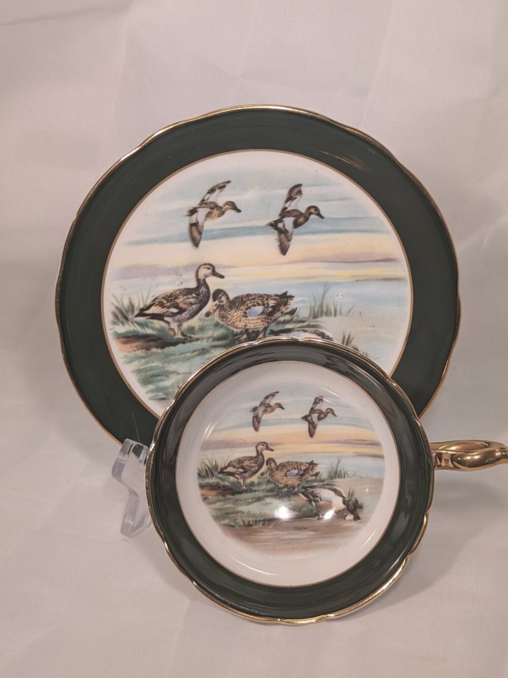 VINTAGE English Bone China Birds Teacup and Saucer